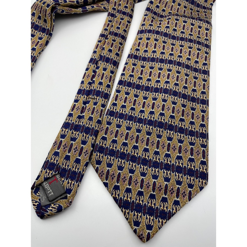 Robert Talbott Best of Class Silk Tie Navy Blue Burgundy Geometric Medallion